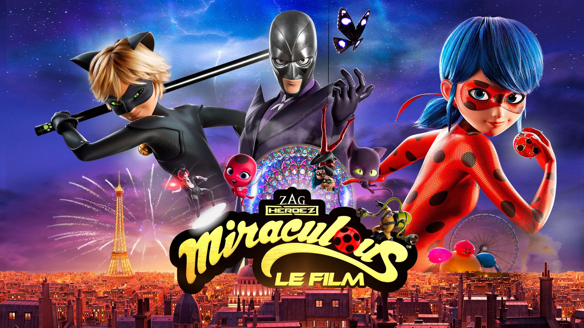 Ladybug et Chat Noir sur les toits de Paris dans Miraculous, le film